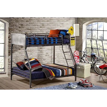 Contemporary Metal Twin/Full Bunk Bed